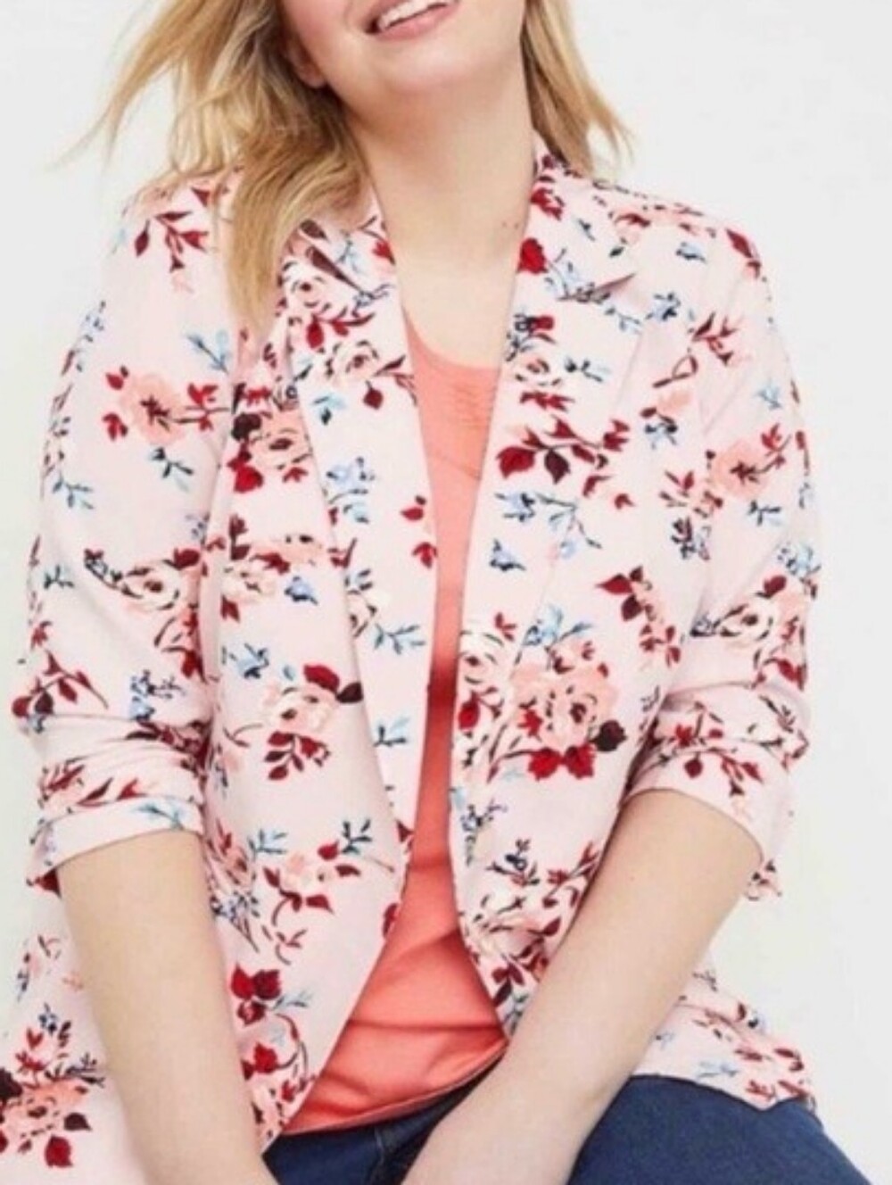 24 Lane Bryant Pink Floral The Bryant Blazer